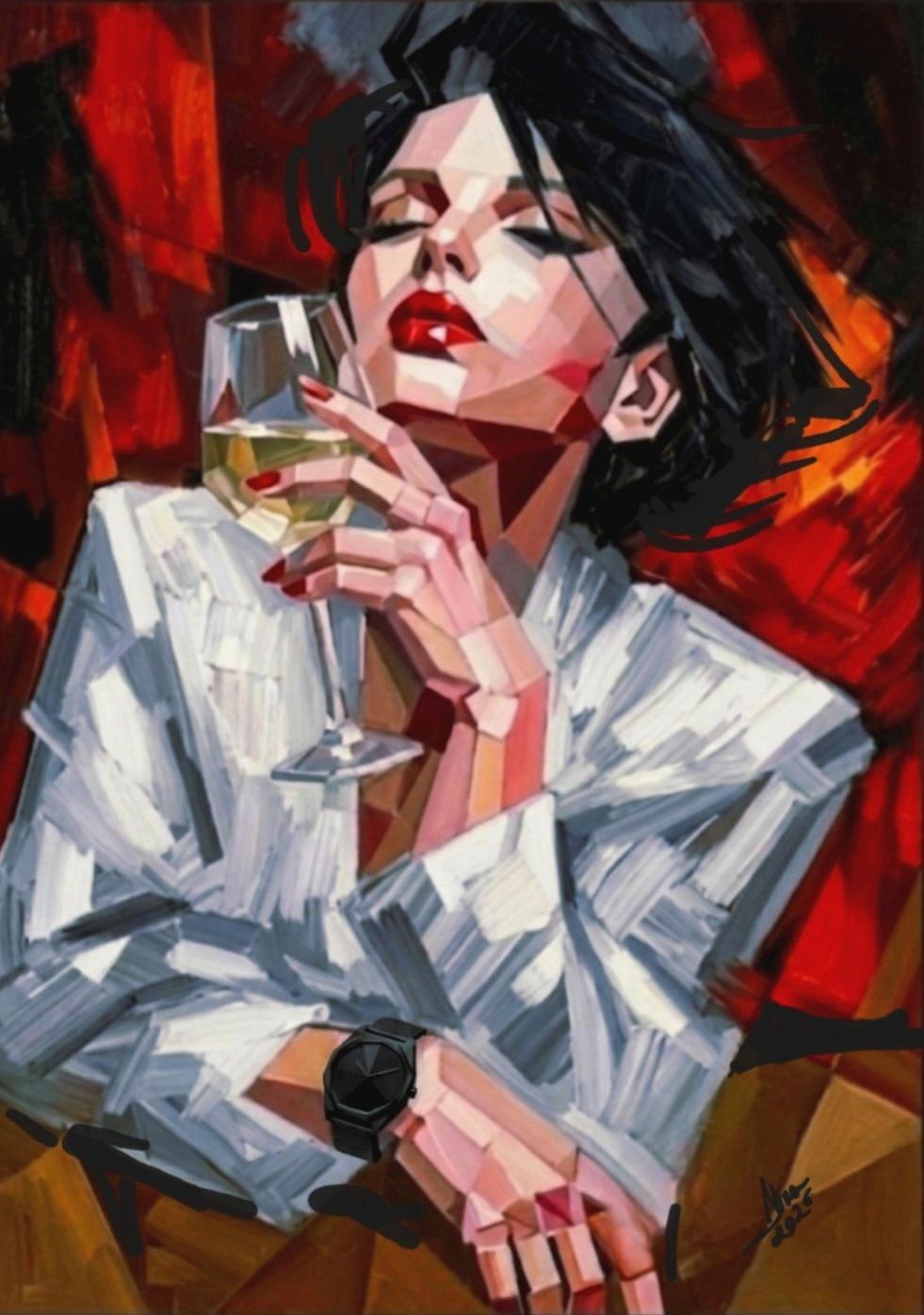 ArteDiAlina.com painting: The woman with black watch